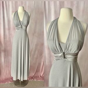 XOXO Silver Halter Maxi Dress